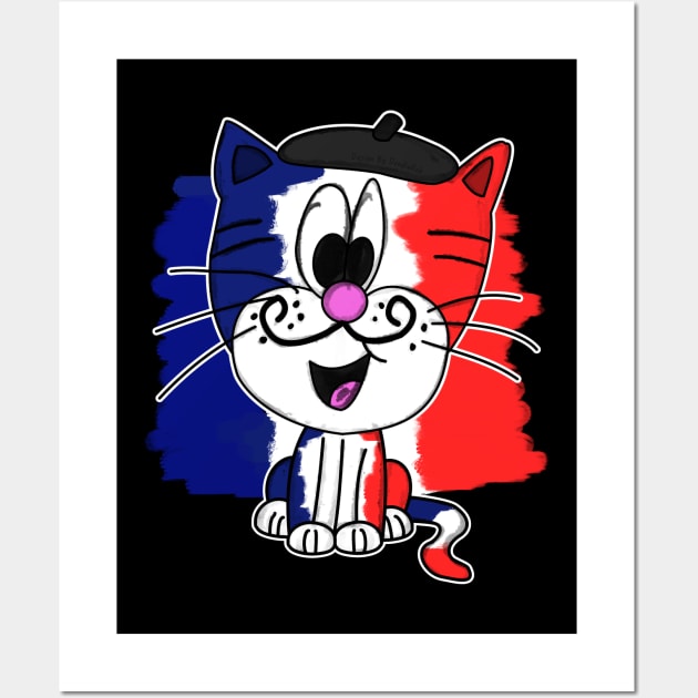 Bastille Day 14 July French Tricolore Cat Funny Wall Art by doodlerob